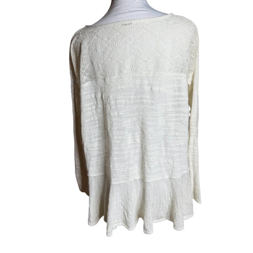 Free People Kristobel Embroidered Yoke ruffle top Eggshell small - Picture 4 of 10